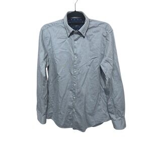 Zara Mens Slim Fit Shirt Size L Micro dotted Double Collar Streetwear Minimalist